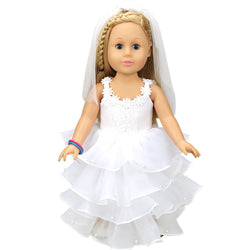 Wedding Doll White Communion Dress For 18 inch Our Generation American Girl Doll